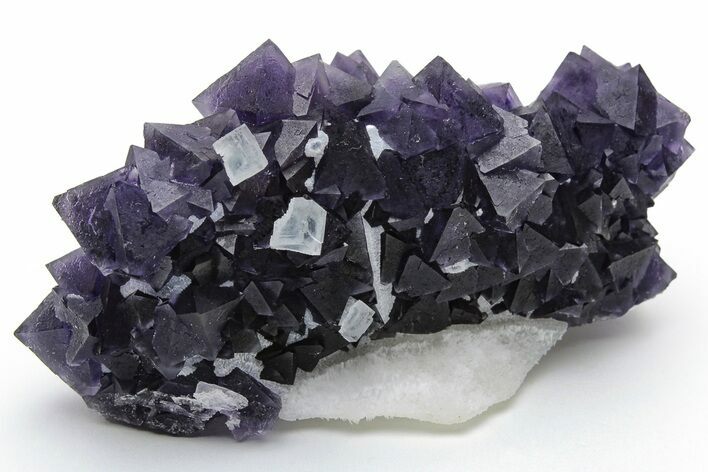 Purple Octahedral Fluorite Crystals on Quartz - China #223311